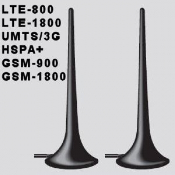MIMO-Set Magnethaftantennen 2 x 2 dBi für LTE-800 und LTE-1800 sowie 3G/UMTS/HSPA+ für stationäre LTE-Router mit SMA-Anschlüssen
