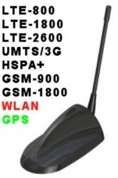 Shark Multiband-Antenne für GPS, Mobilfunk (LTE, 3G, 2G) und WLAN mit Zusatzstrahler für LTE für HUAWEI E5186