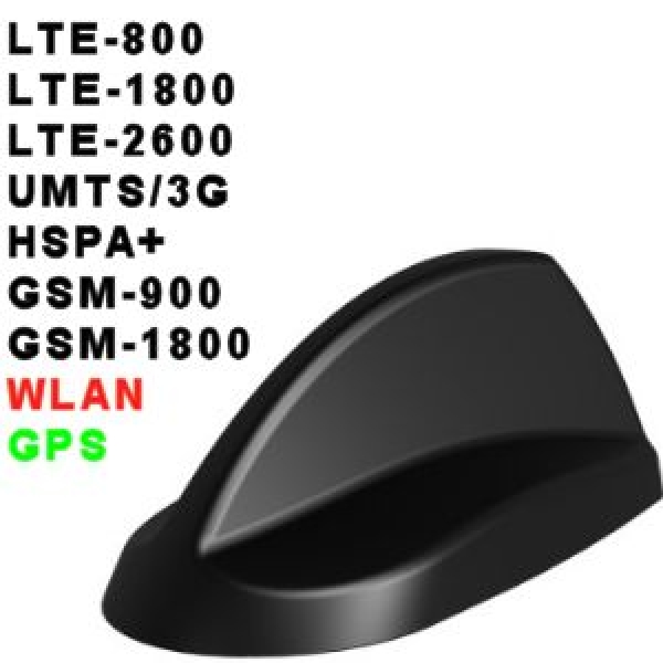 Haifischflossen-GPS-Multiband-Antenne 2 dBi, UMTS/LTE/GPS/WLAN/EDGE für Netgear Nighthawk AC1900